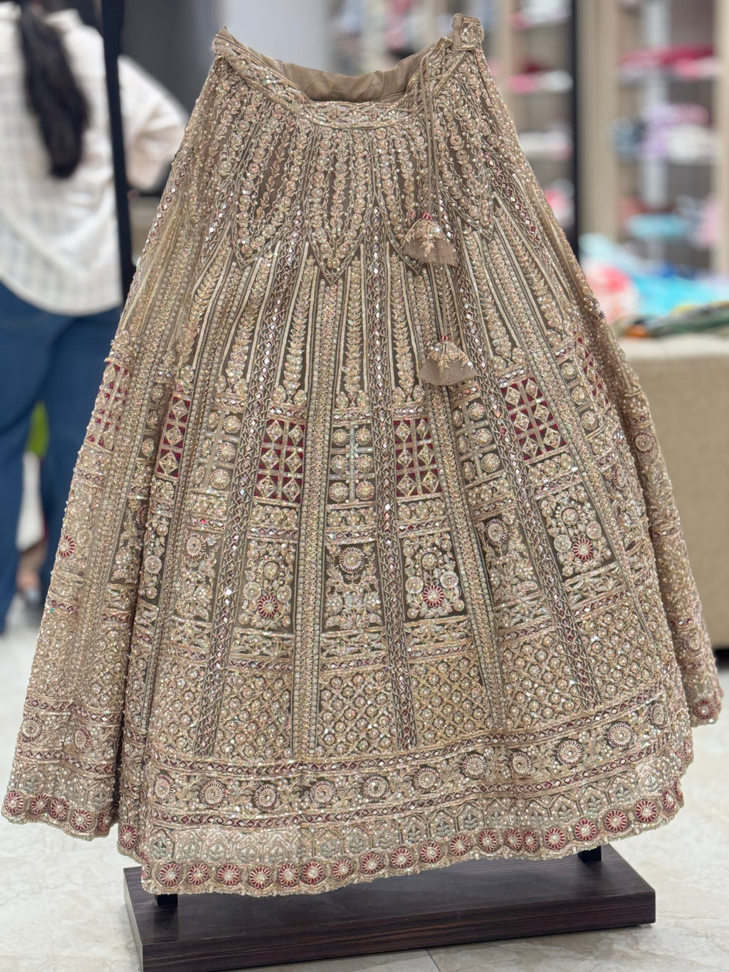 Q562266 beige designer lehenga and readymade blouse set featuring heavy hand-work