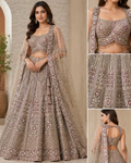 Q562266 beige designer lehenga and readymade blouse set featuring heavy hand-work