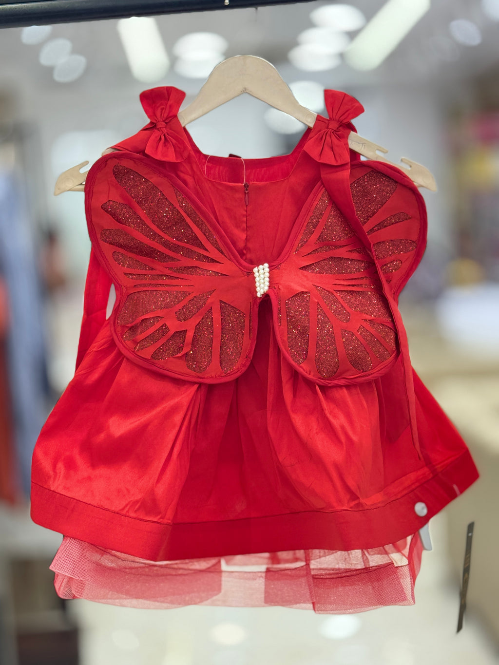Crimson Blossom  red Bow-Accented Party Gown with hairband q562956
