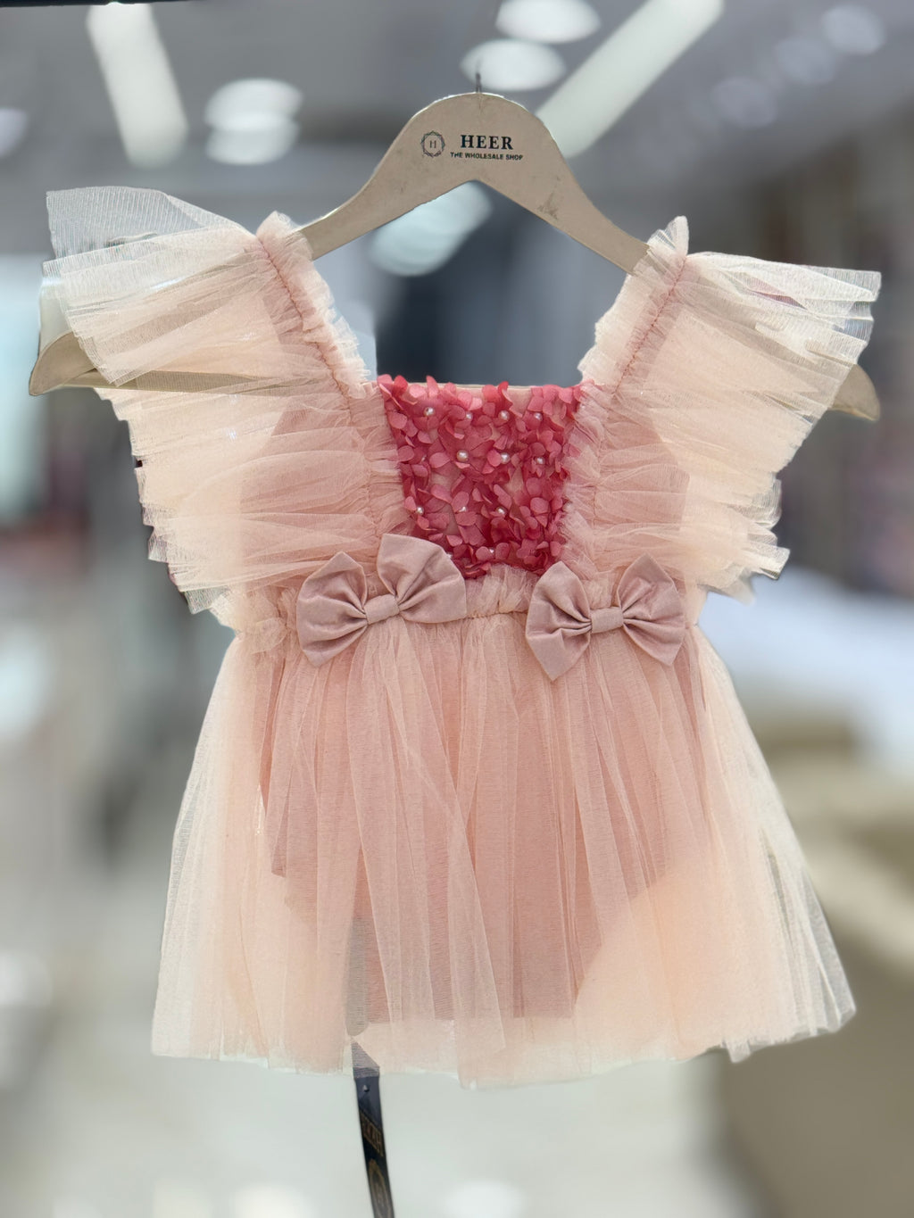 soft pink  Tulle Bow-Accent Baby Romper q562962