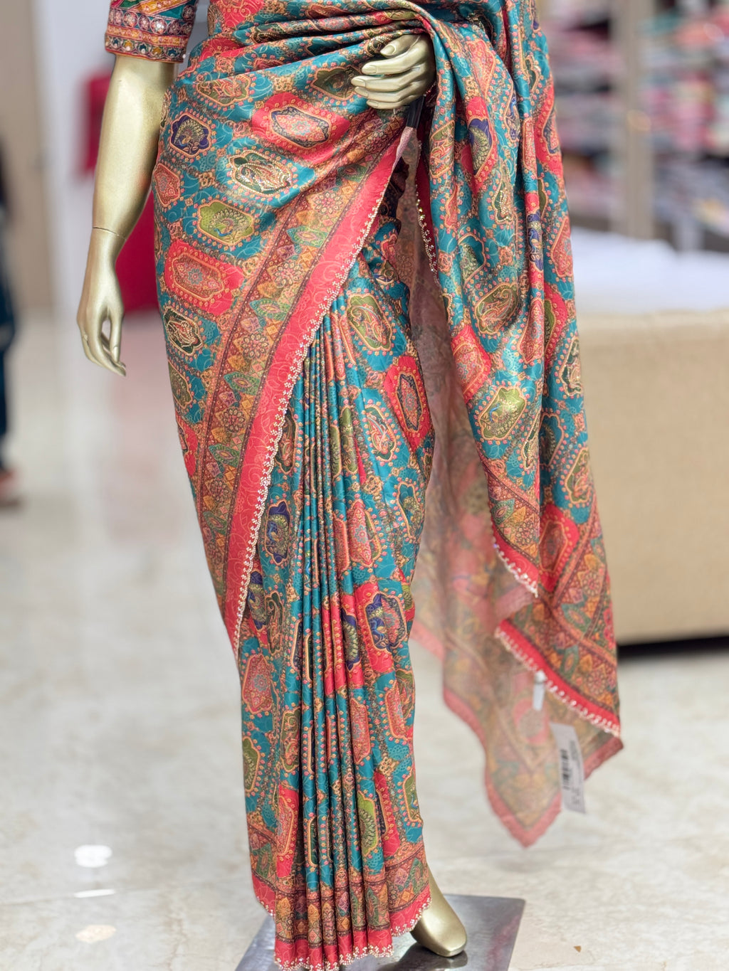 multi colour  Banarasi Silk Saree with Ornate readymade  Matching Blouse q562963