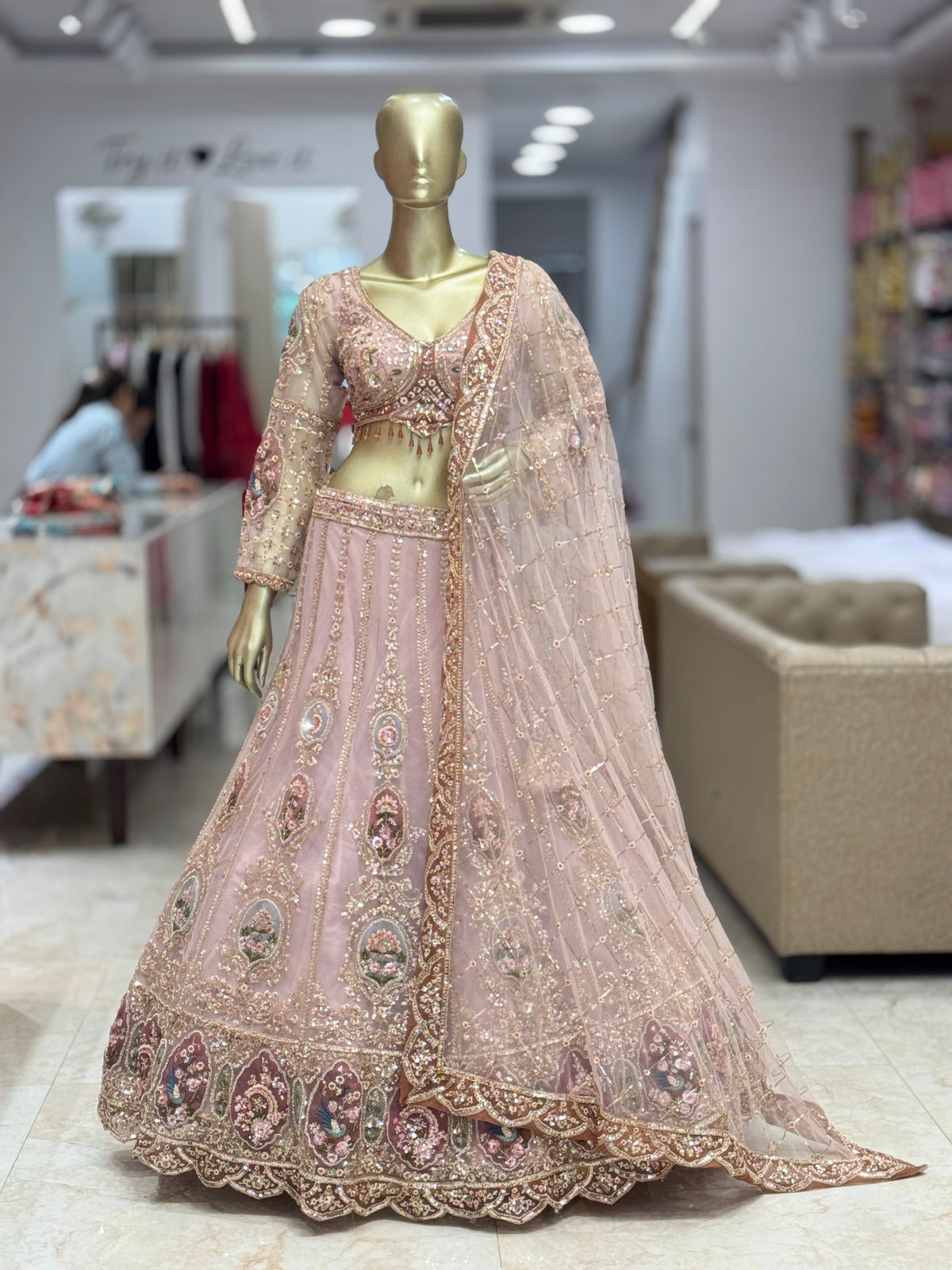 Exquisite Bridal Pink Embroidered Stitched  Lehenga q562976