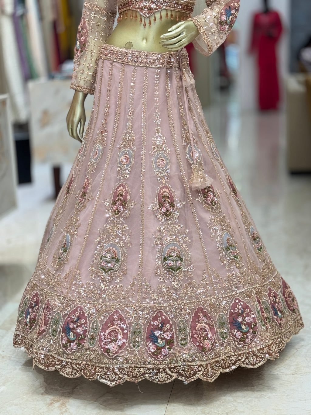 Exquisite Bridal Pink Embroidered Stitched  Lehenga q562976