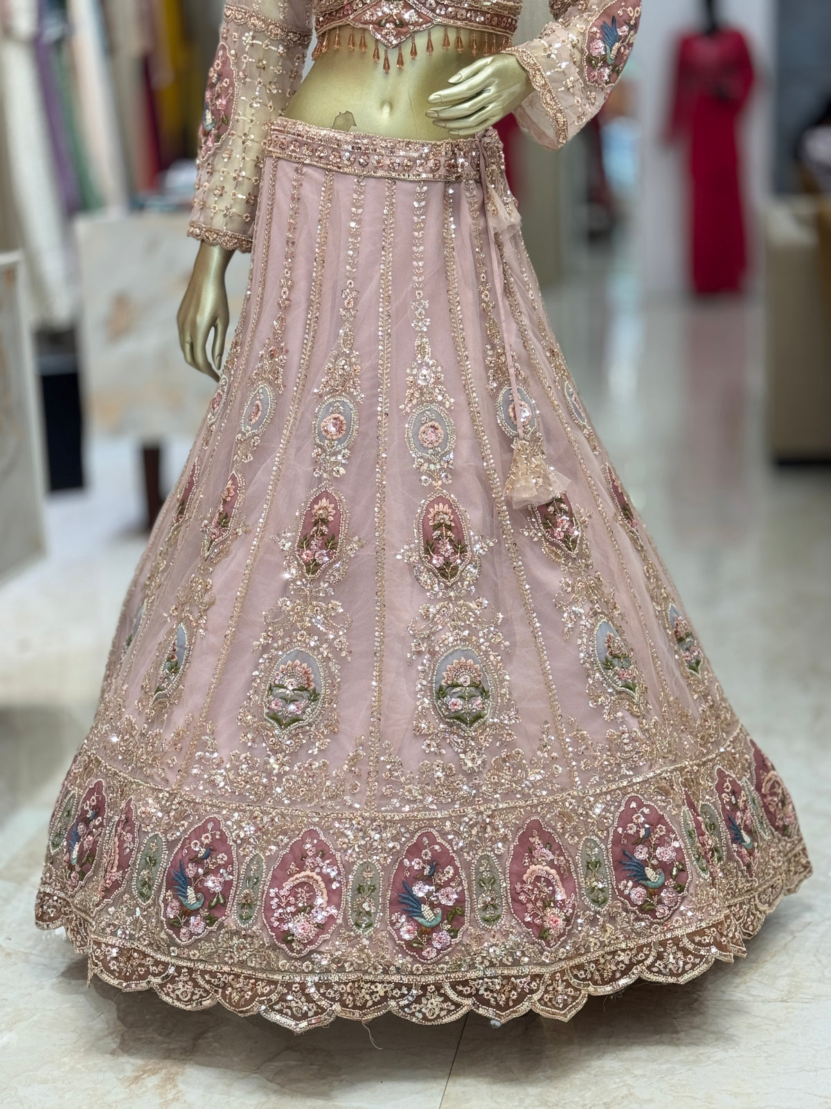 Exquisite Bridal Pink Embroidered Stitched  Lehenga q562976