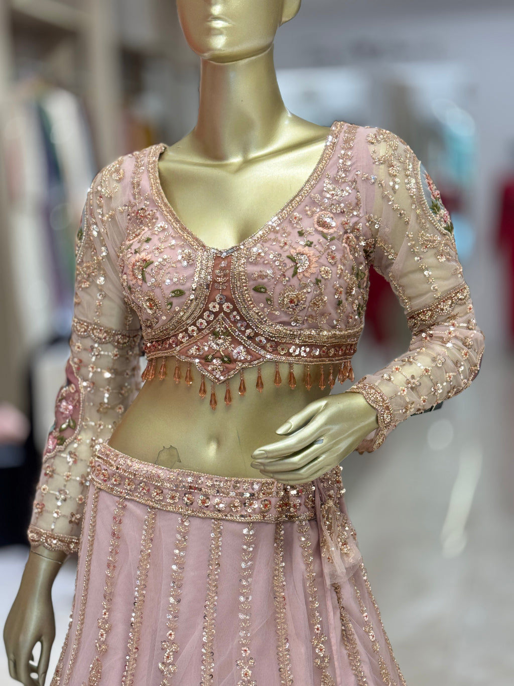 Exquisite Bridal Pink Embroidered Stitched  Lehenga q562976