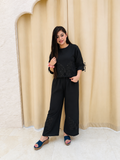 Trendy Jet Black Luxury Co-ord Set with 3D Butterfly Lace Applique Details q562567