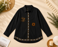₹1359 Embroidered Black Button-Down Shirt