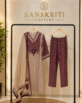 ₹1439 Floral Embroidered Camp Collar pant suit