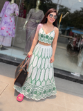 Ethereal White & Green Embroidered Co-ord Set q562851
