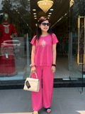 Vibrant Hot Pink Lace Detail Co-ord Set q562566