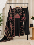 Elegant Black Printed Kurta Set with Coordinated Dupatta q562808