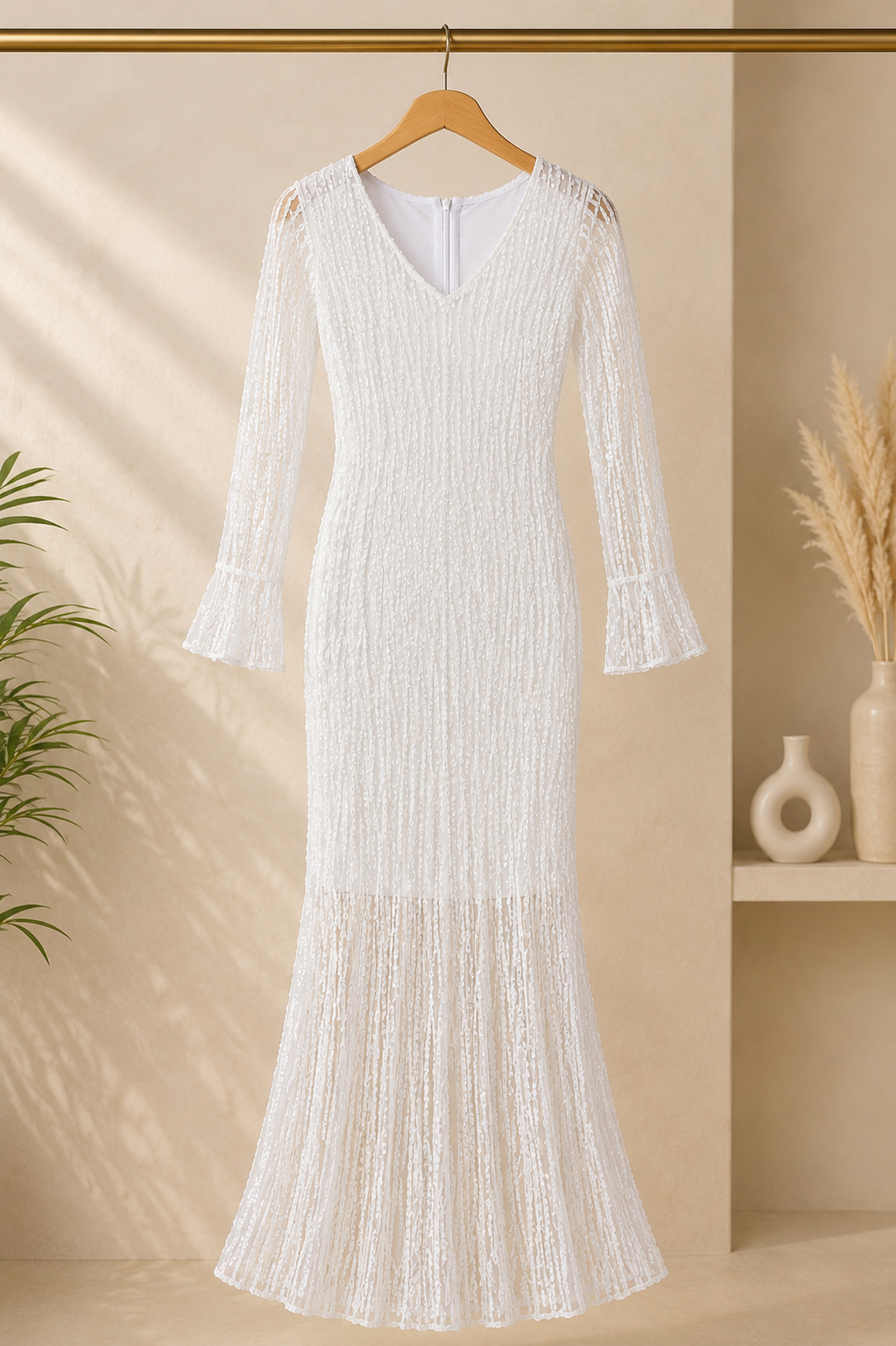 ₹2079 Gown with fringe detailing and statement sleeves