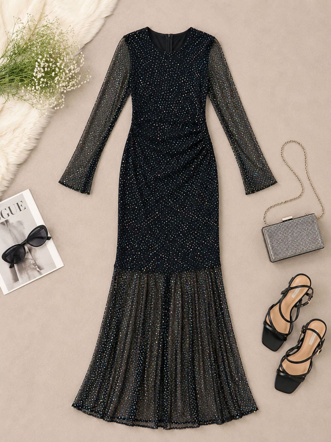 ₹1679 Bodycon dress with sheer full sleeves