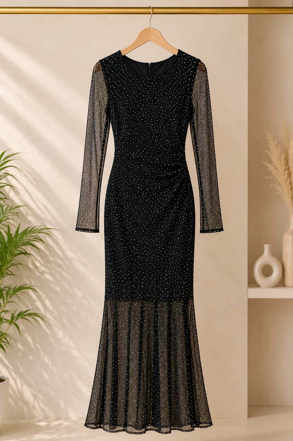 ₹1679 Bodycon dress with sheer full sleeves