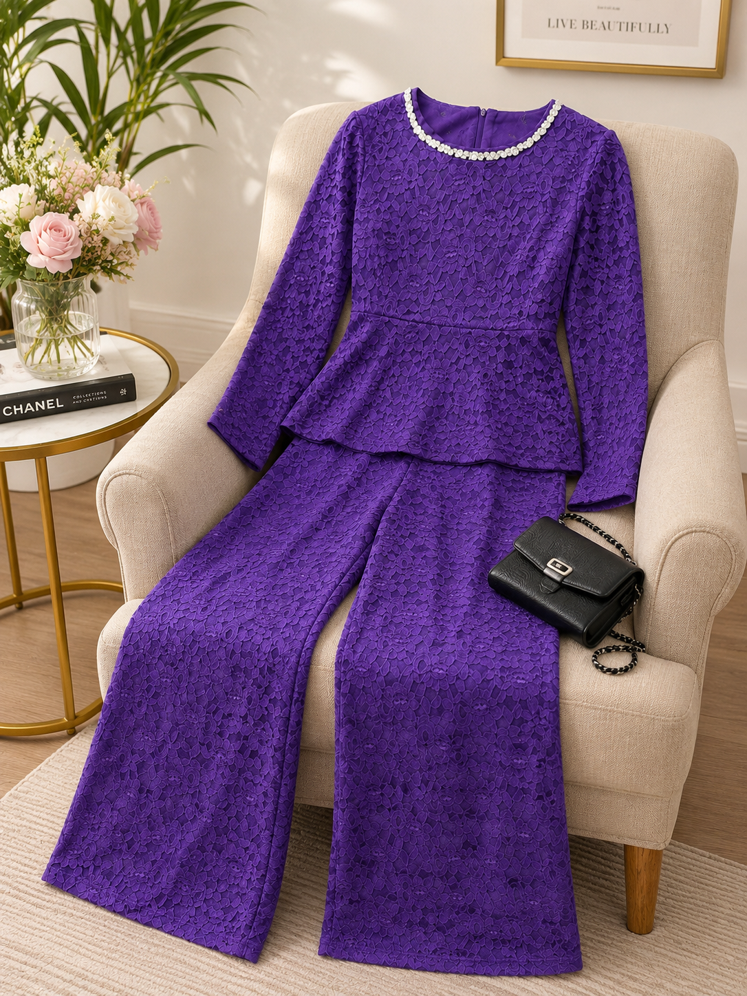 Q562568 Royal Purple Lace Co-Ord Set