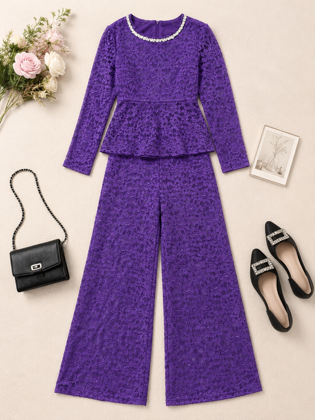 Q562568 Royal Purple Lace Co-Ord Set