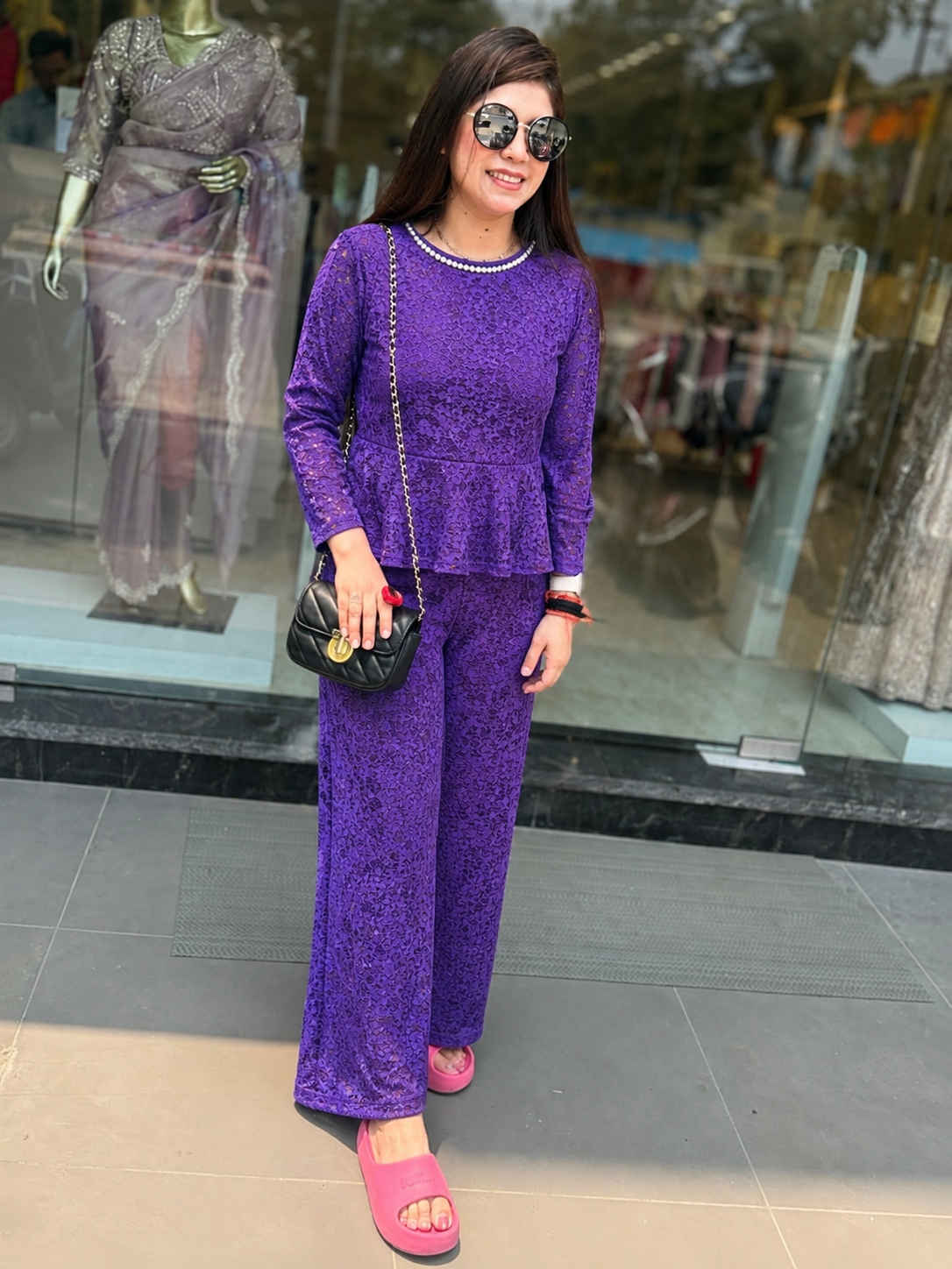 Q562568 Royal Purple Lace Co-Ord Set