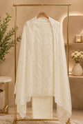 Pristine White Schiffli & Thread Embroidered 3-Piece Formal Suit Set Q562895