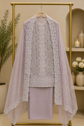 Mauve Lavender Organza Embroidered 3-Piece Formal Suit Set Q562895