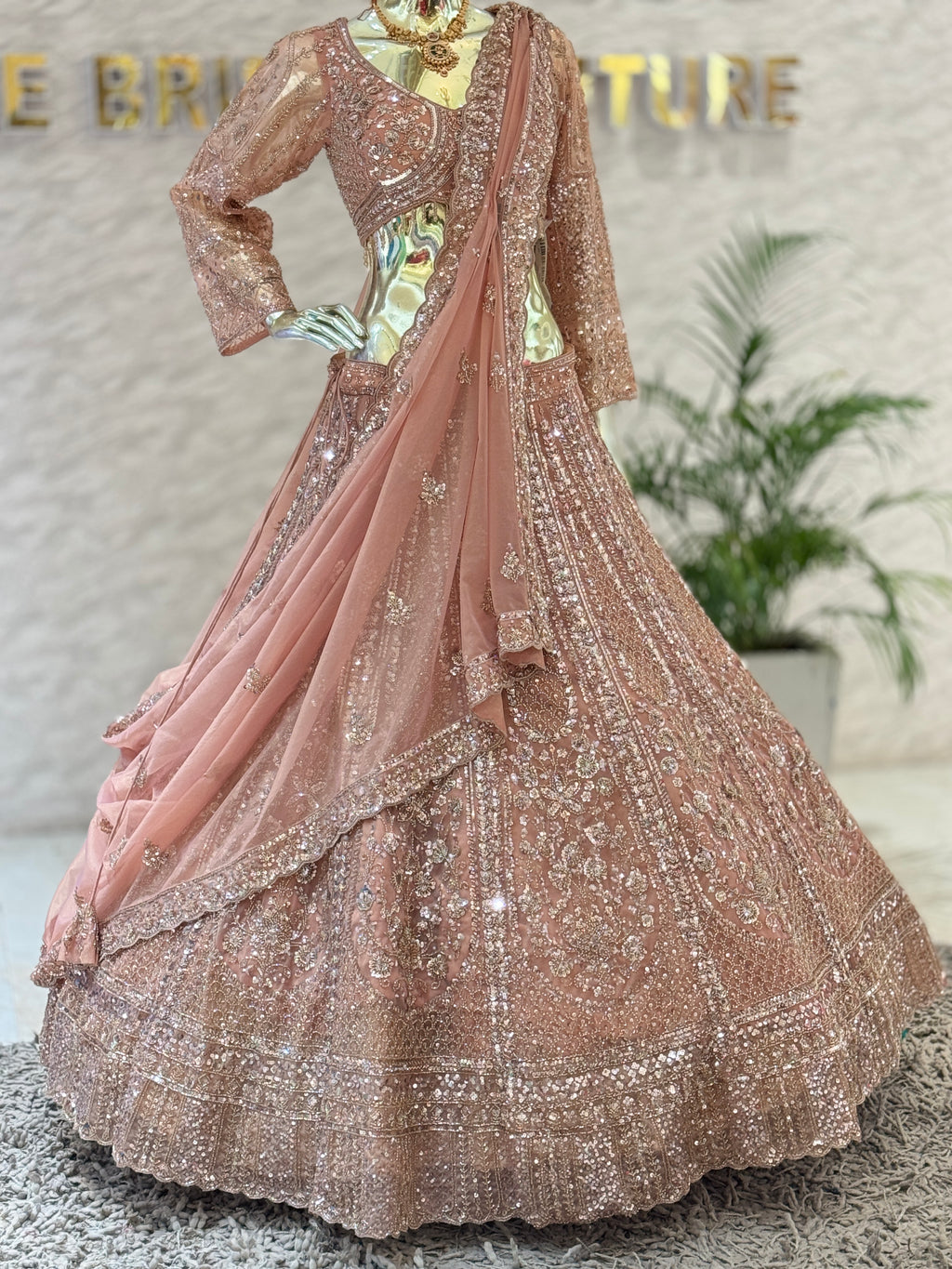 Designer Light Brown Hand-Worked Readymade Lehenga Set q562267