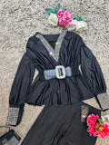 Q562549 Black Embellished Designer Co-ord Set for Women