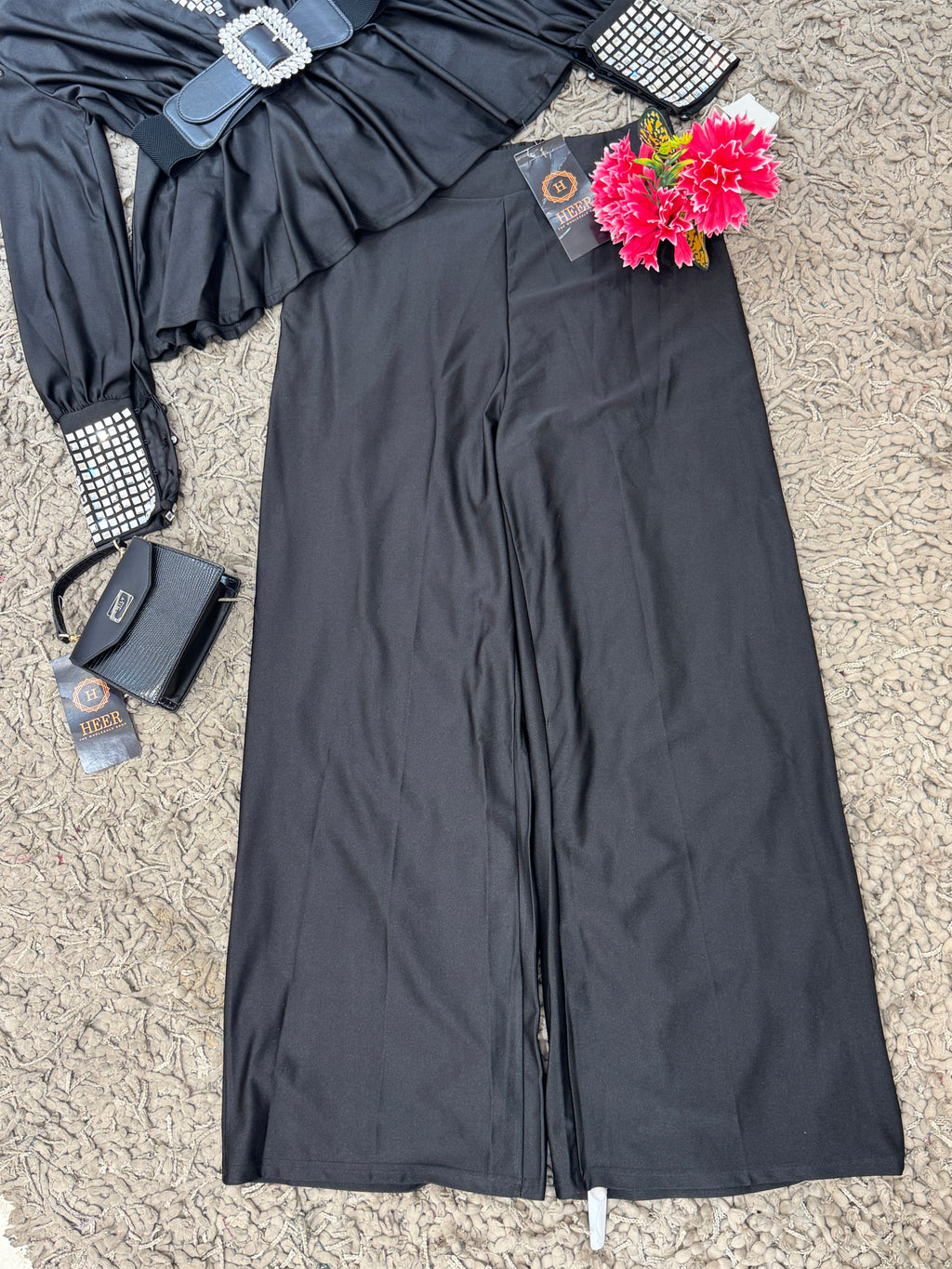 Q562549 Black Embellished Designer Co-ord Set for Women