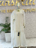 Q562440 Elegant White Heavy Embroidered Kurta Sharara Set with Dupatta