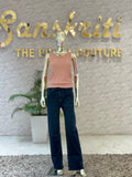 Q562603 Chic blush pink ribbed tank top with a stylish crisscross back design