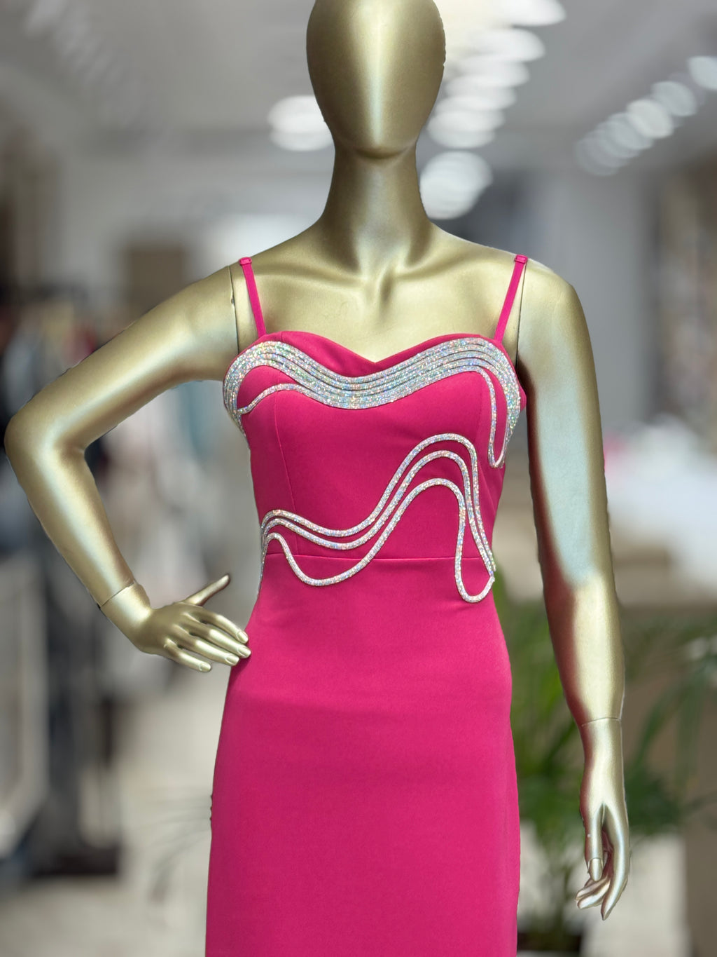 Q561451 Elegant pink bodycon midi dress