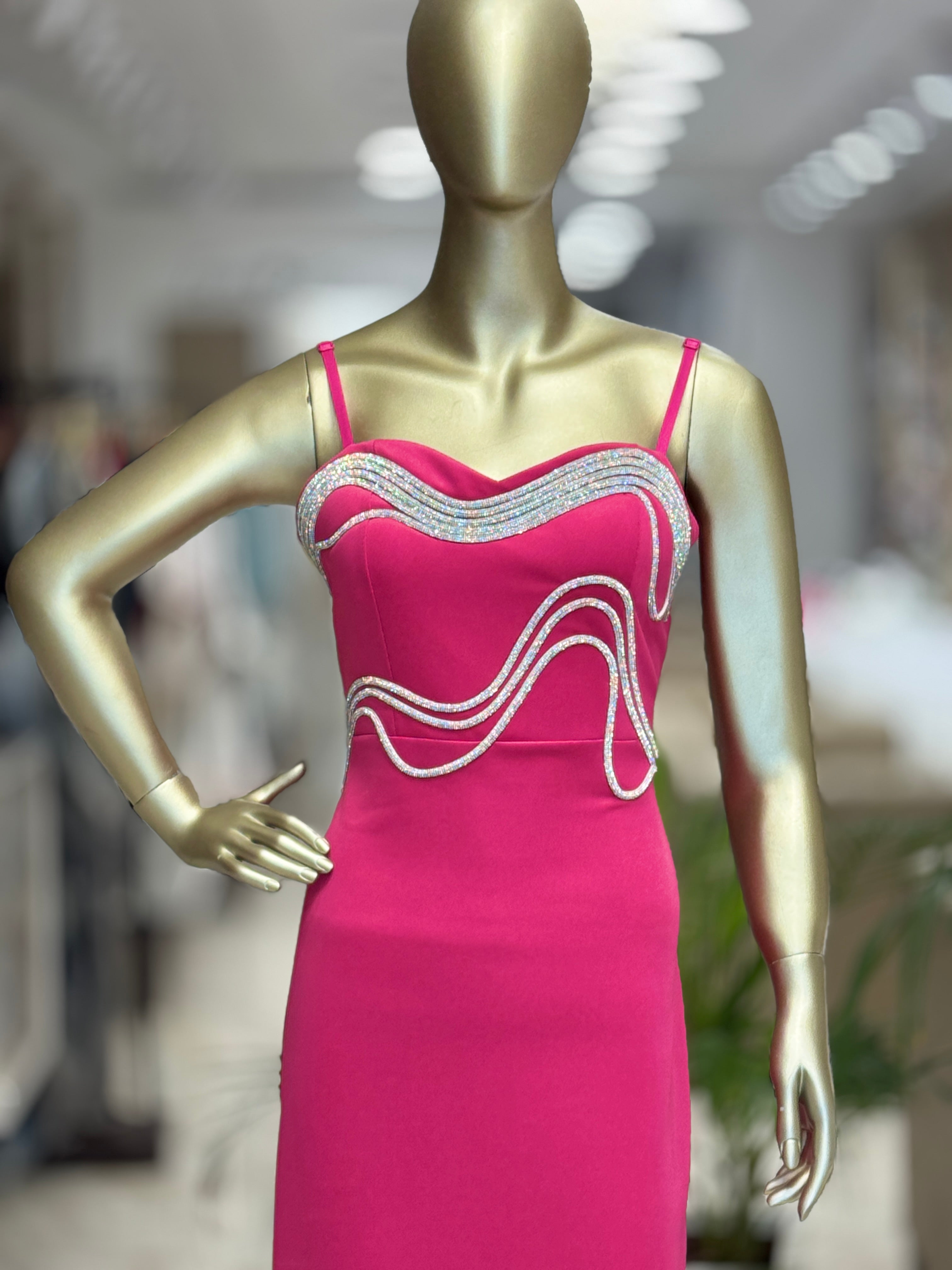 Q561451 Elegant pink bodycon midi dress