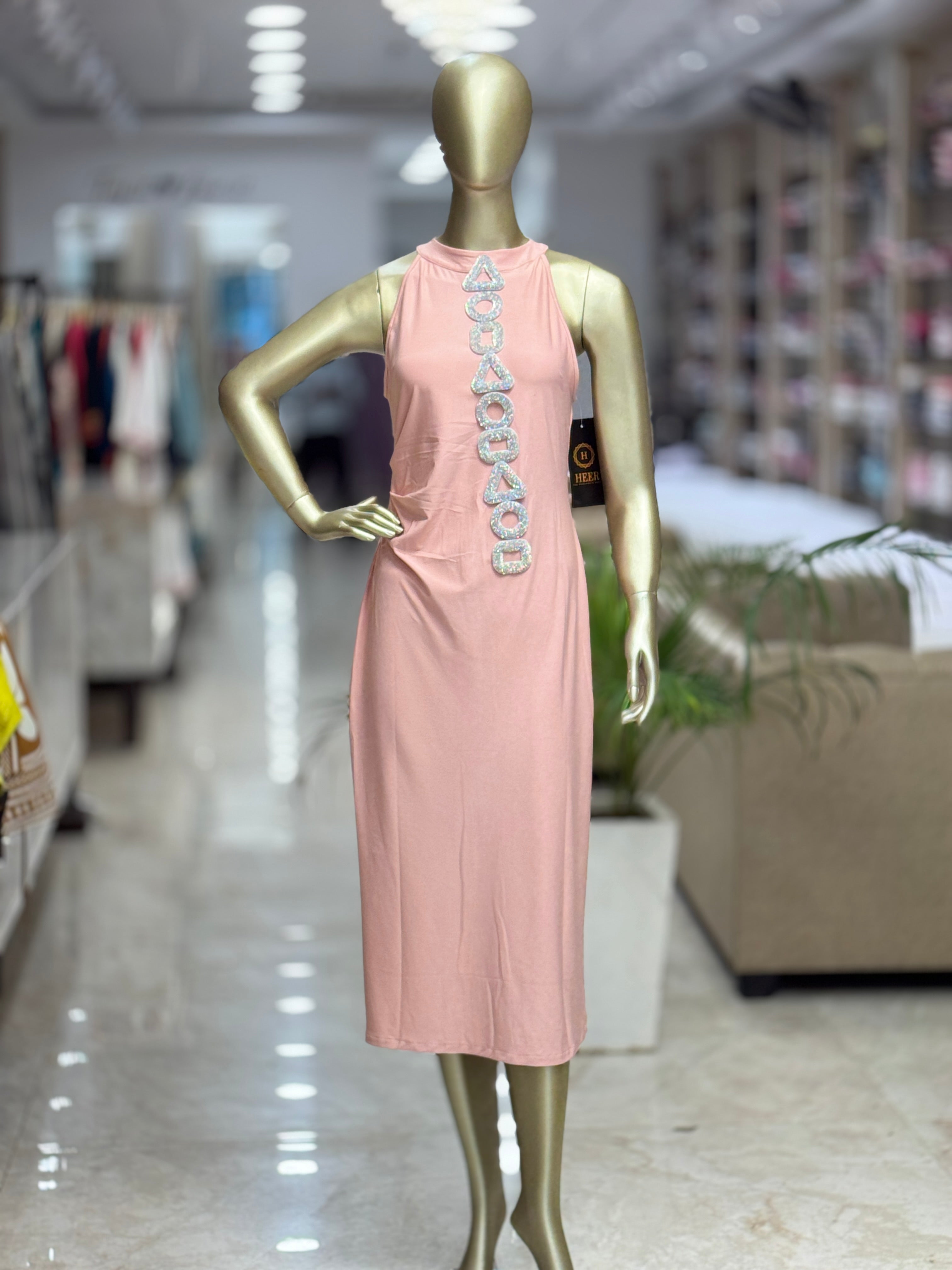 Q562554 Blush Pink Sleeveless Bodycon Midi Dress
