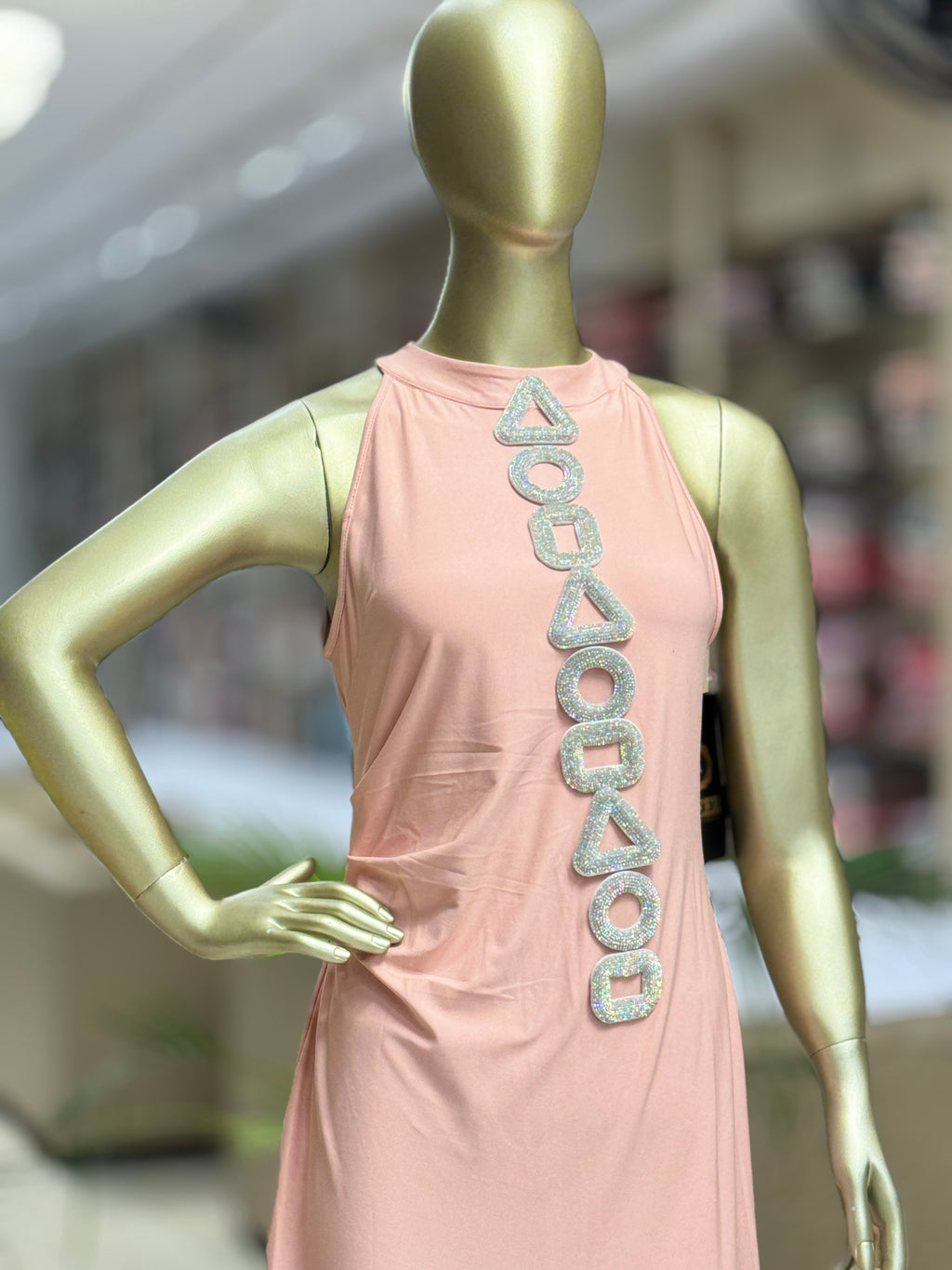 Q562554 Blush Pink Sleeveless Bodycon Midi Dress