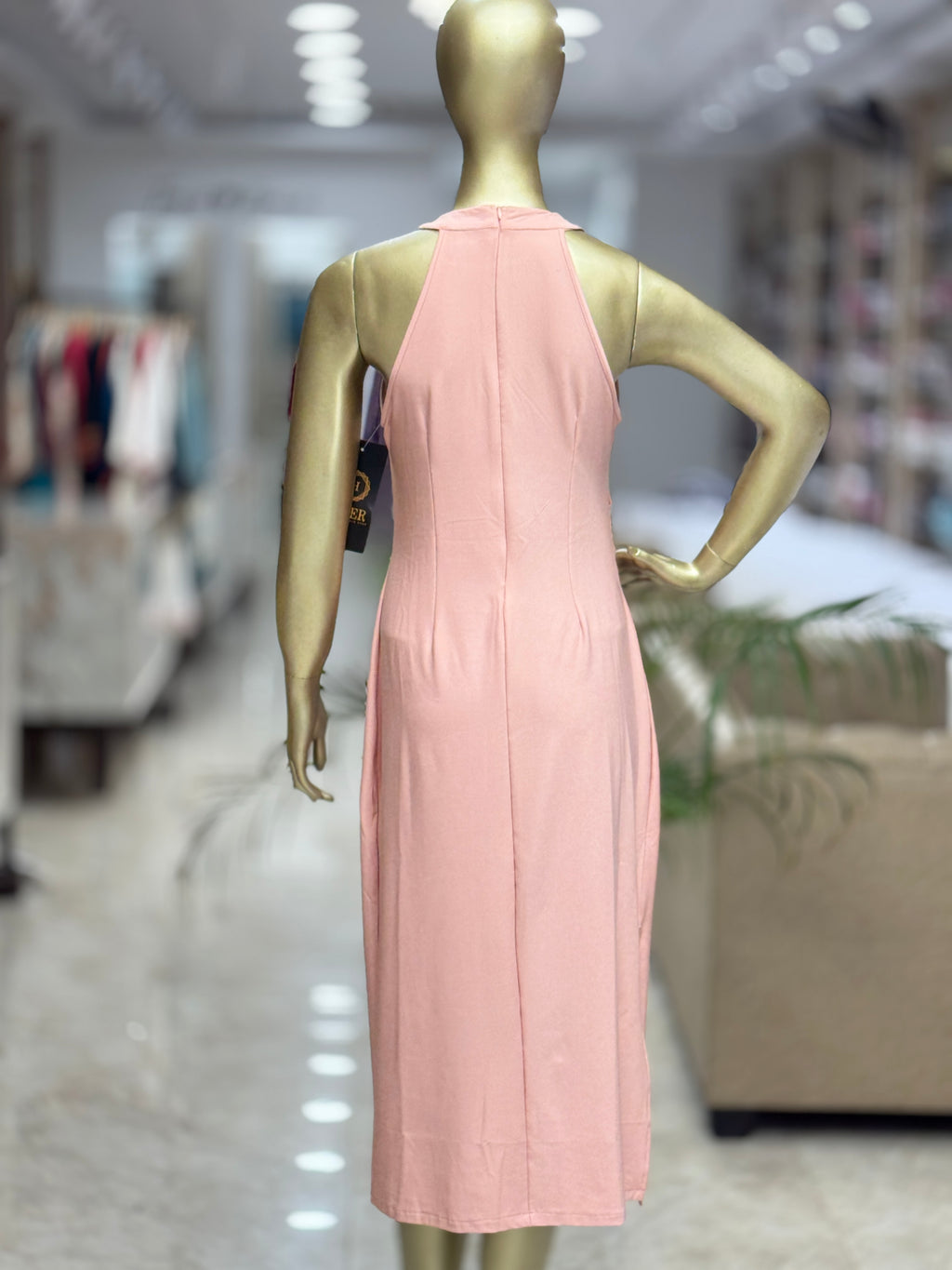 Q562554 Blush Pink Sleeveless Bodycon Midi Dress