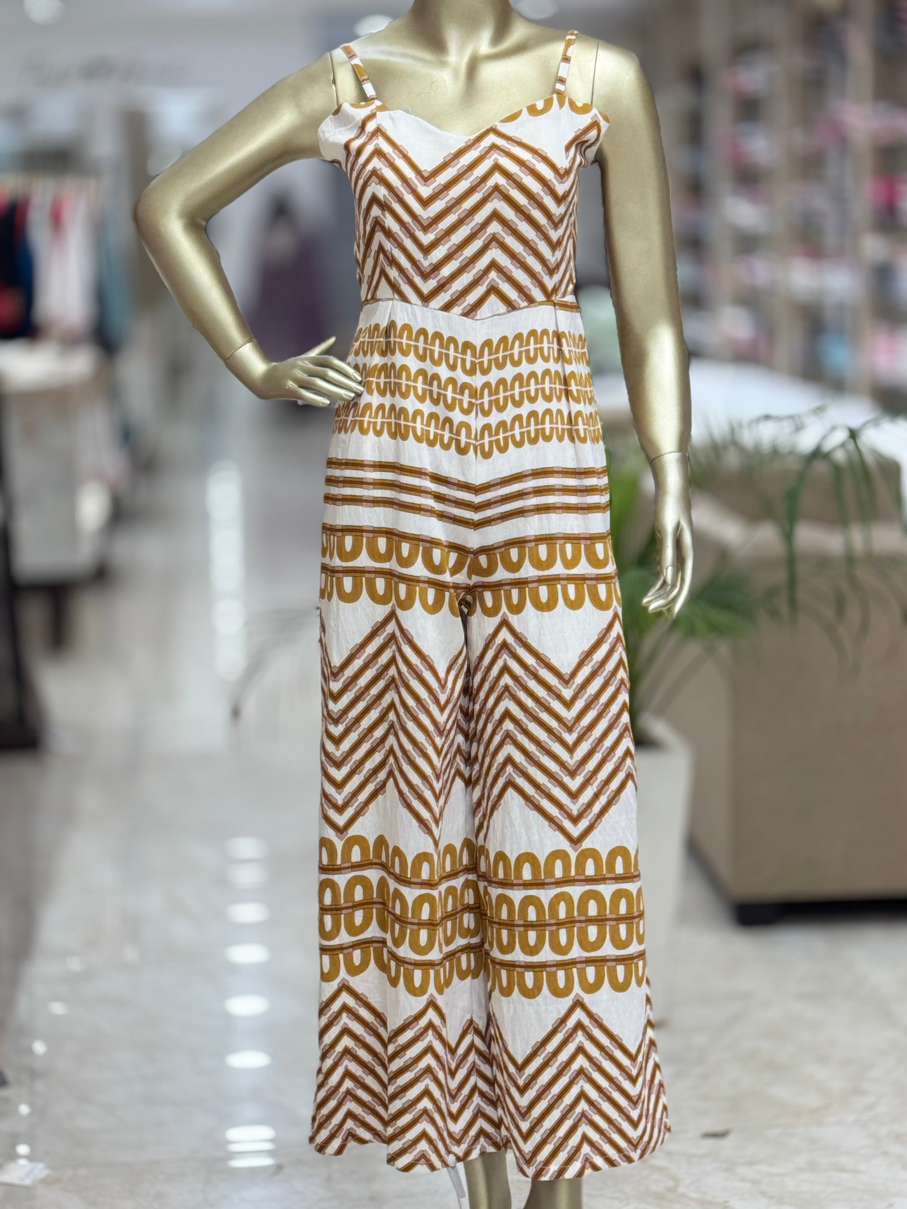 Q562559 Elegant Printed Cotton Jumpsuit for Women with Spaghetti Straps