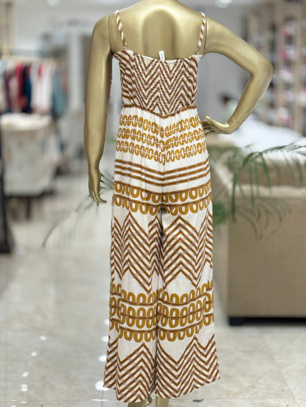 Q562559 Elegant Printed Cotton Jumpsuit for Women with Spaghetti Straps