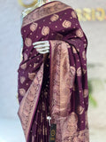 Q562722 Royal Purple Flowing Silk Saree
