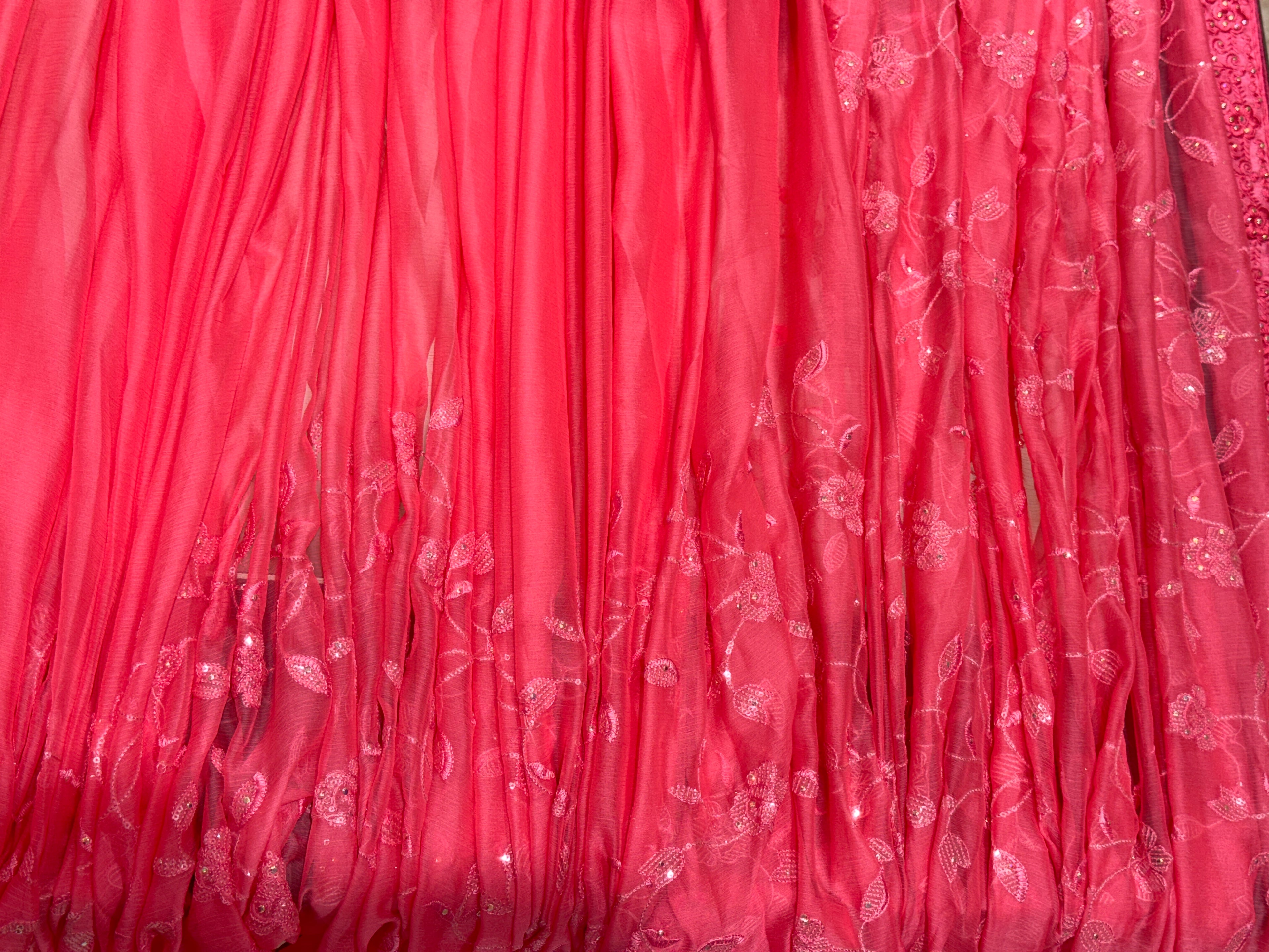 Graceful Peach-Pink Organza Silk Saree with Intricate Thread Work Border 110962