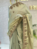 Pista & Sea Green Dual-Tone handwork saree Q562727