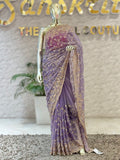Royal Lavender Purple Hand-Embellished Silk Saree q562531