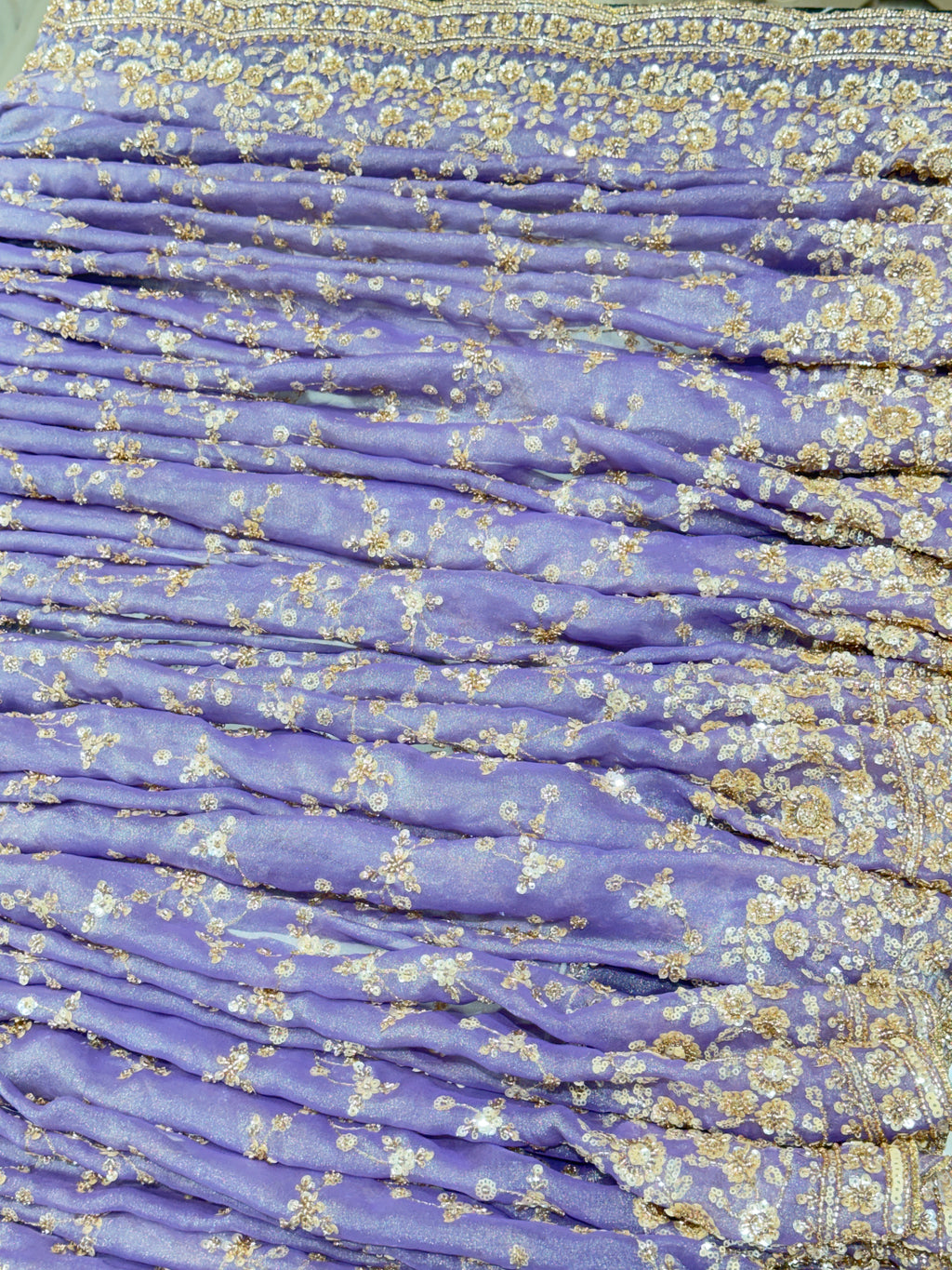 Royal Lavender Purple Hand-Embellished Silk Saree q562531