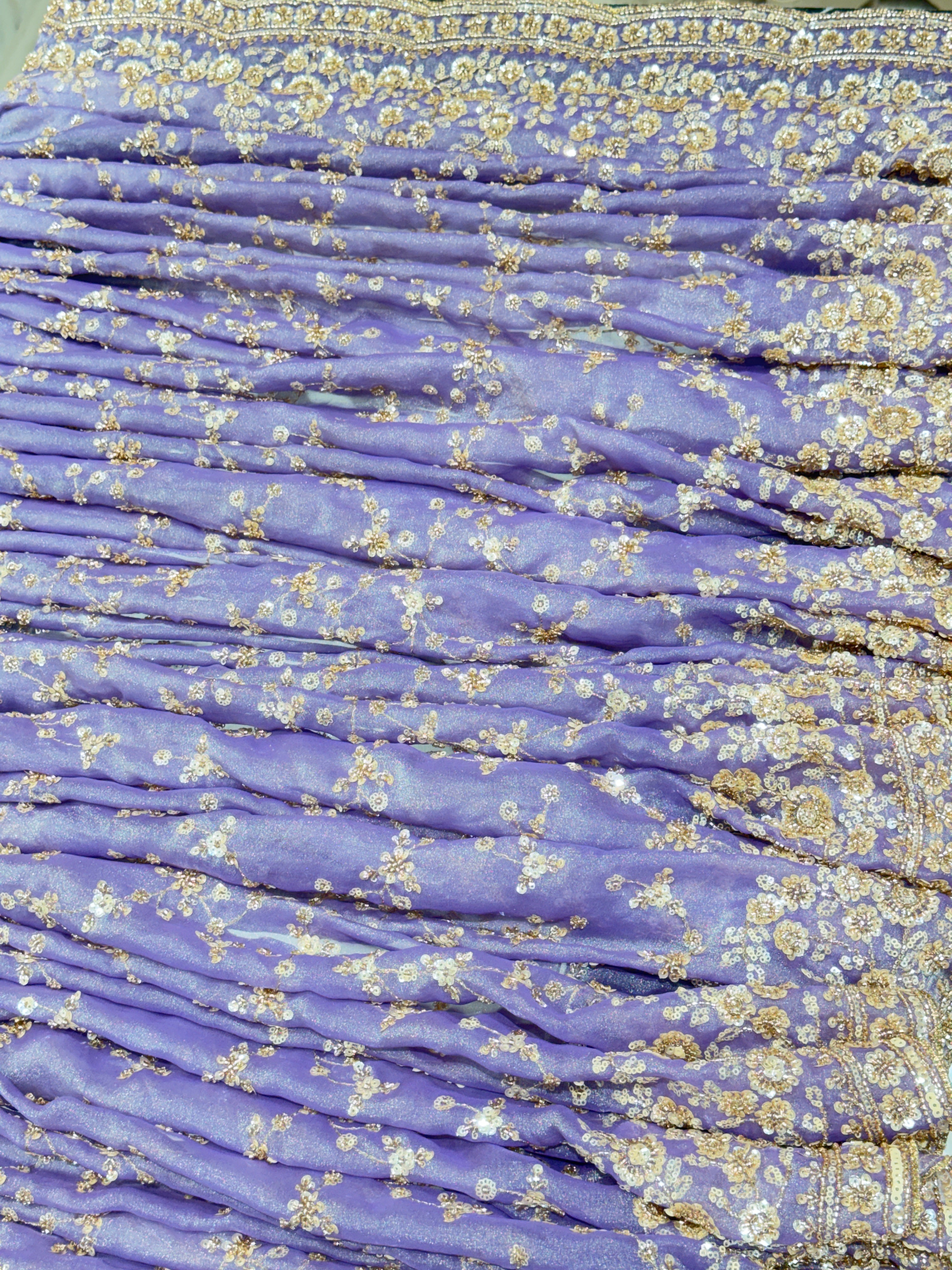 Royal Lavender Purple Hand-Embellished Silk Saree q562531