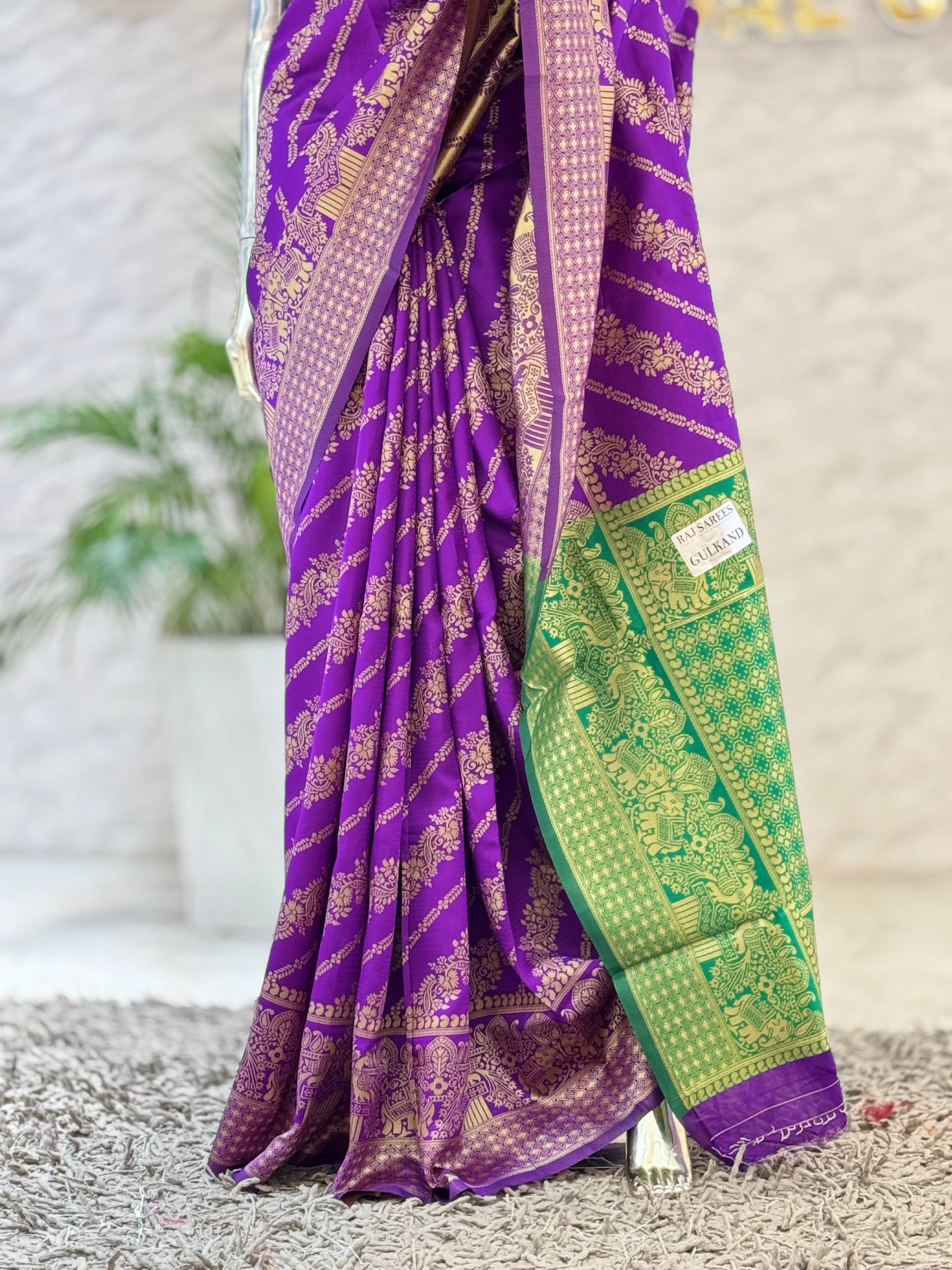 Q562717 Elegant Purple & Turquoise Woven Saree
