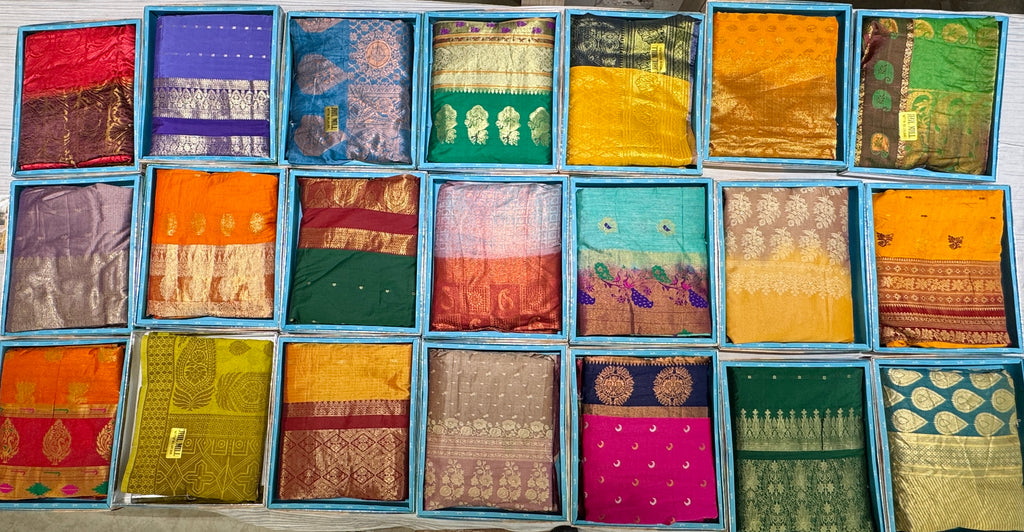 Q562760 Elegant Pink & Wine Banarasi Style Saree with Golden Woven Border