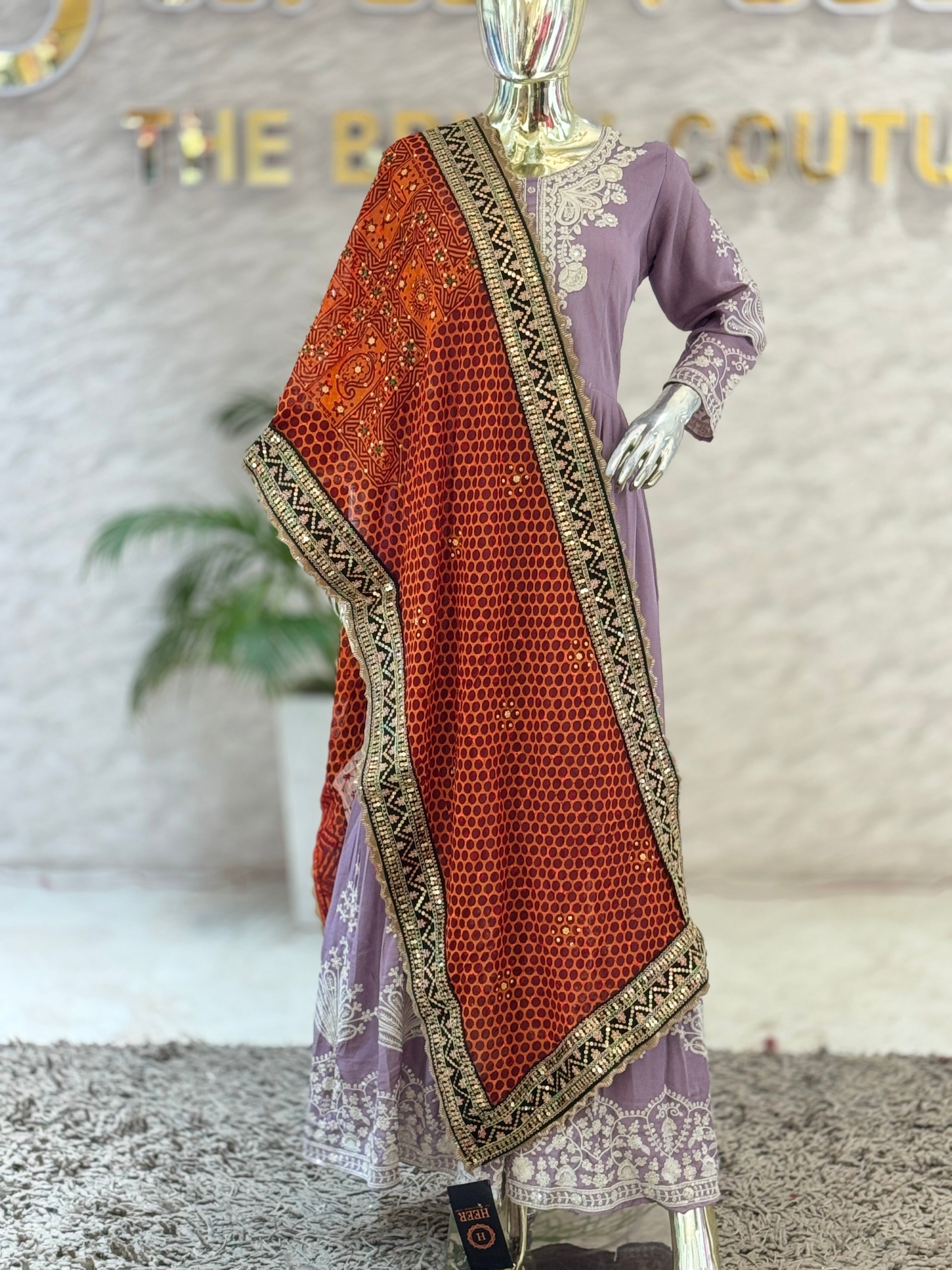 Traditional Uttarakhandi Rangwali Pichhoda Dupatta with Gota Patti Border q562767