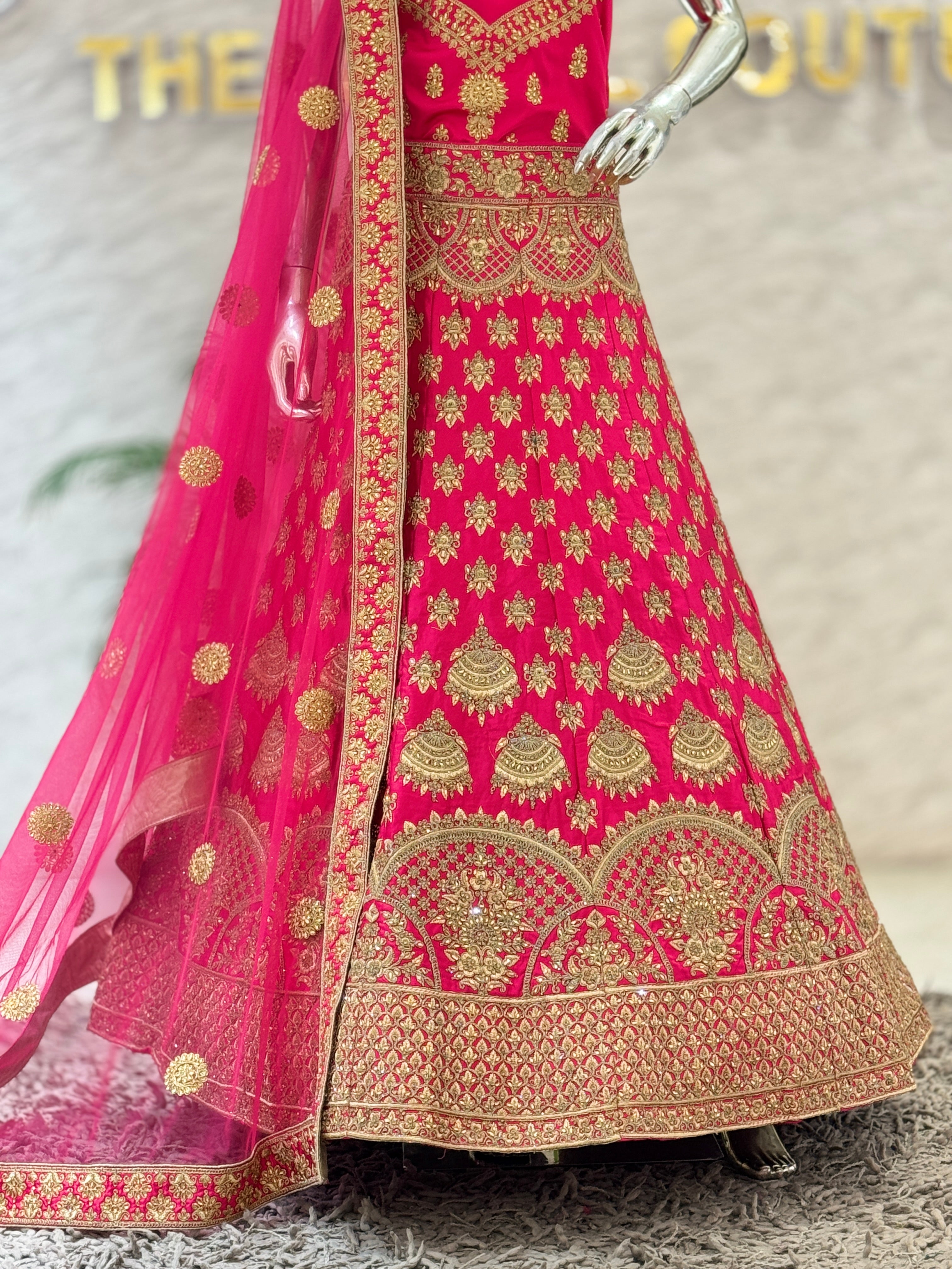 Radiant Rani Pink Embroidered Silk Lehenga Choli 12128