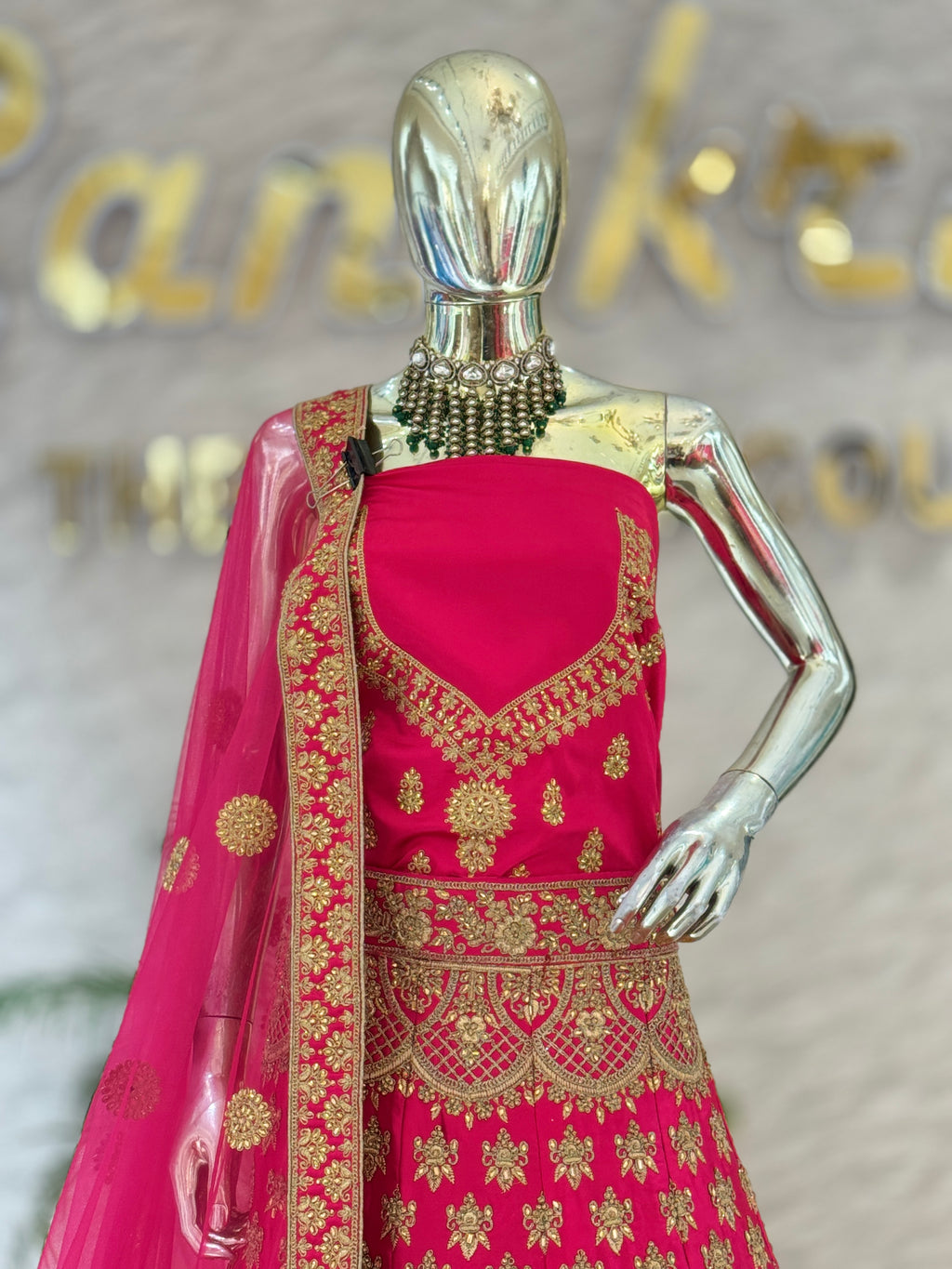 Radiant Rani Pink Embroidered Silk Lehenga Choli 12128