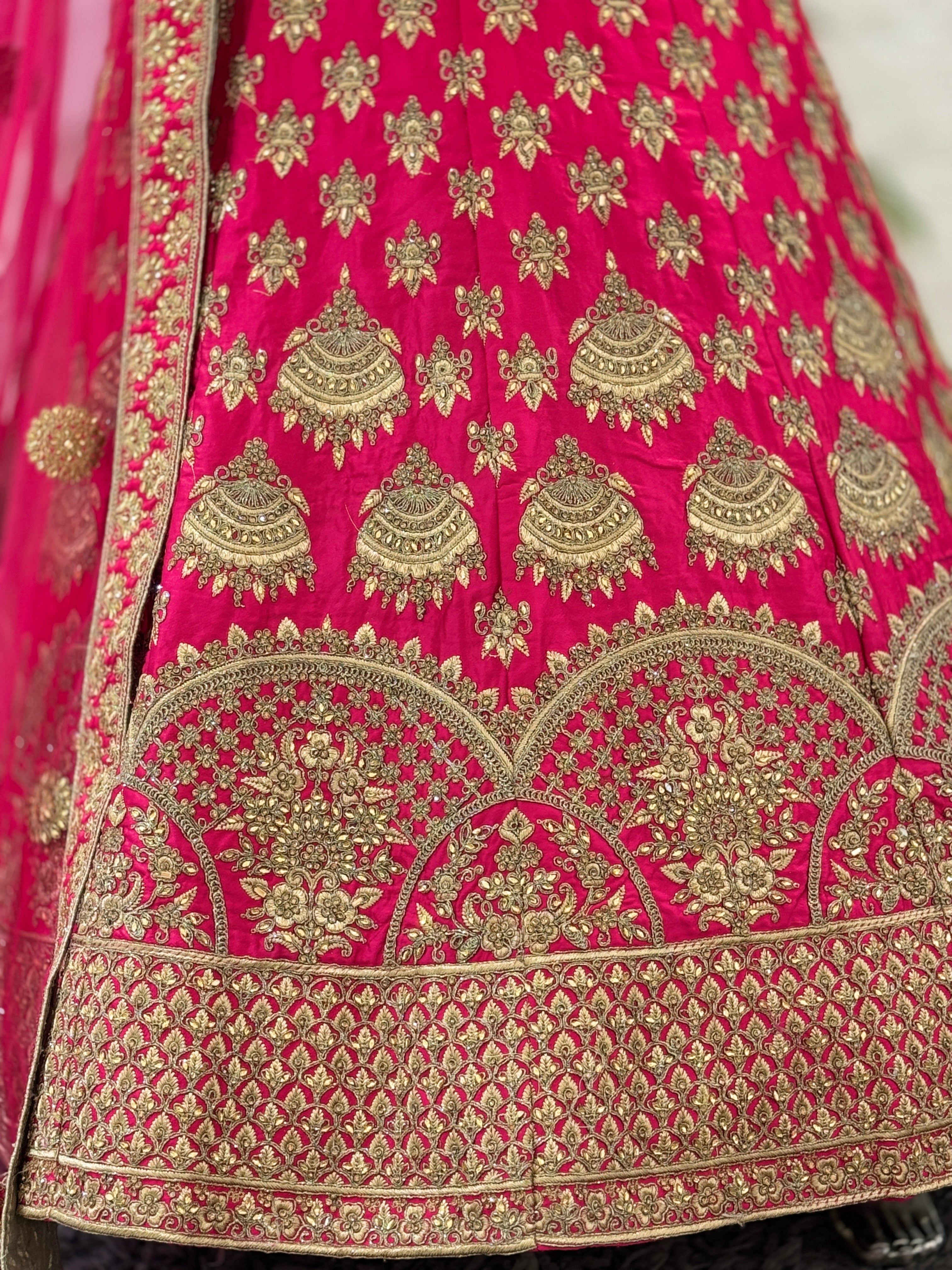 Radiant Rani Pink Embroidered Silk Lehenga Choli 12128