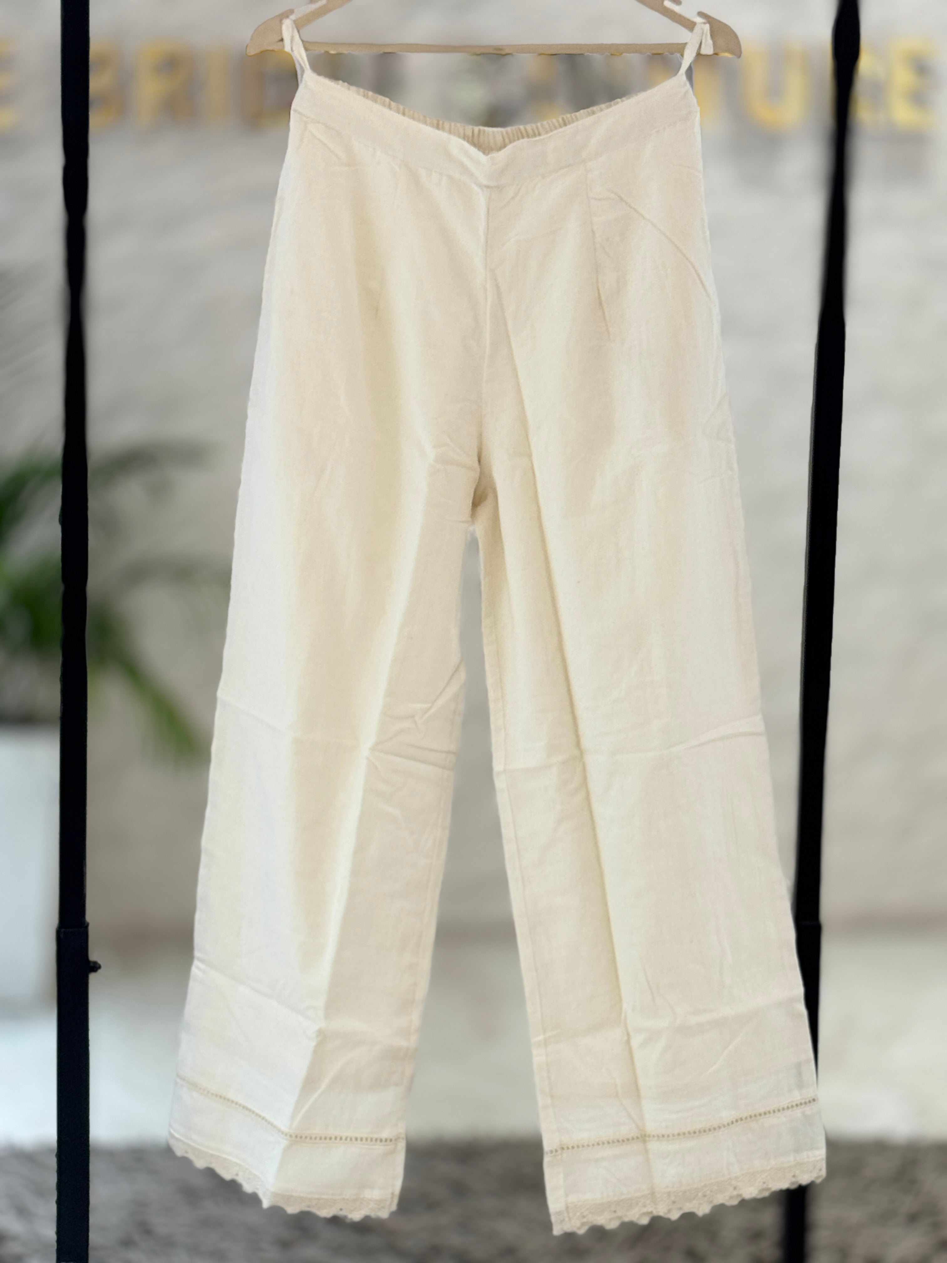 Premium Cream Cotton Suit Set with Embroidered Neck & Bottom, Ombre Dupatta q562807