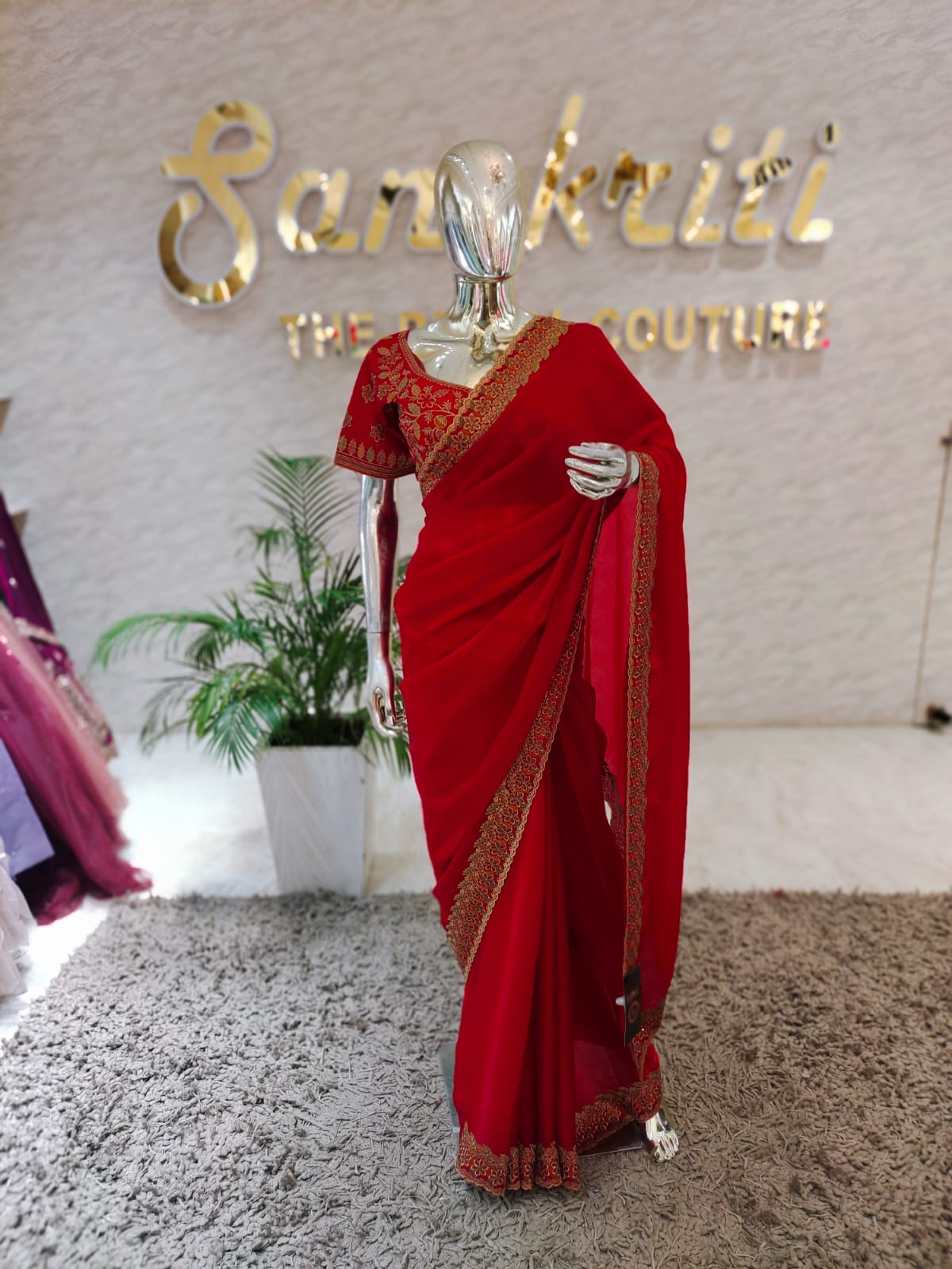 Q562221 Magenta Jimmy Choo Silk Saree