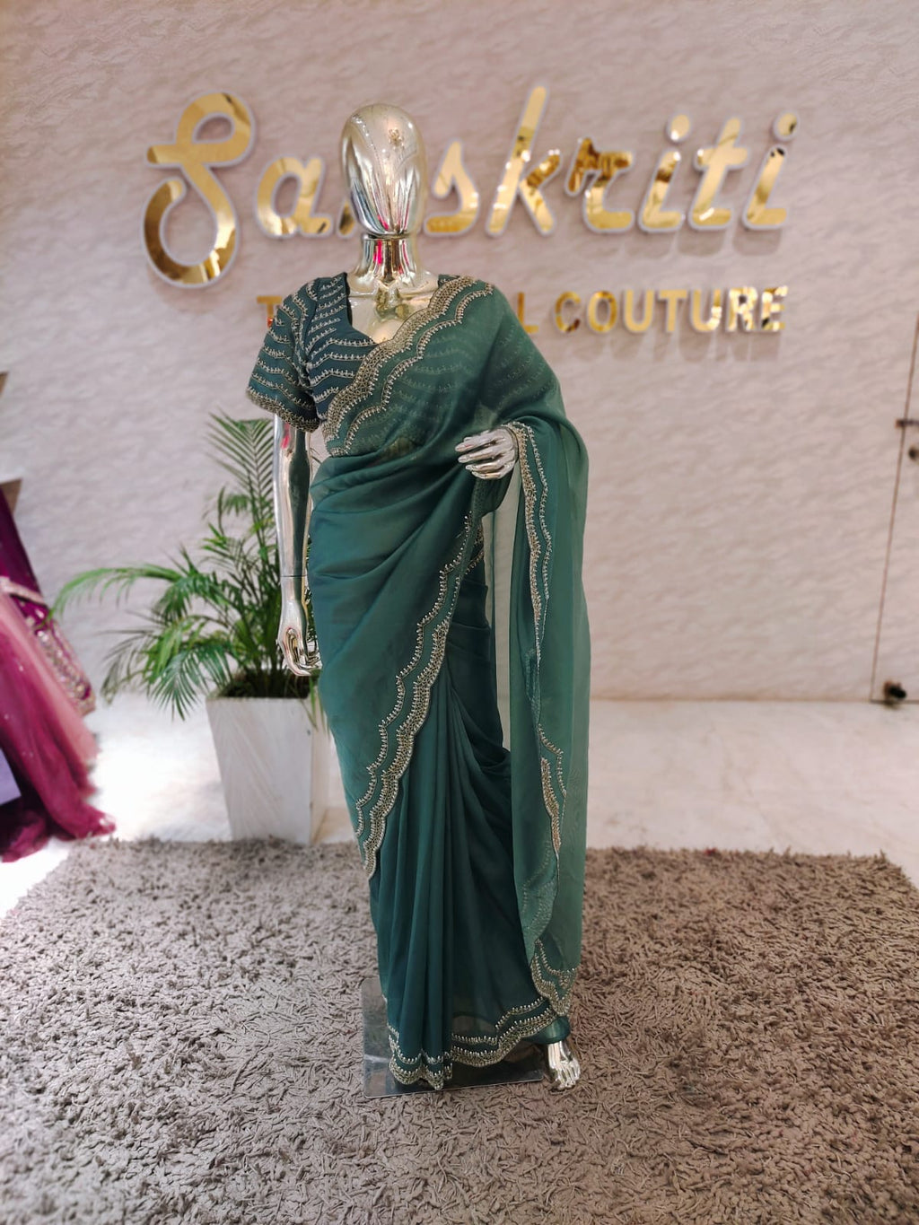 Q562685 Sky Blue Jimmy Choo handwork Saree